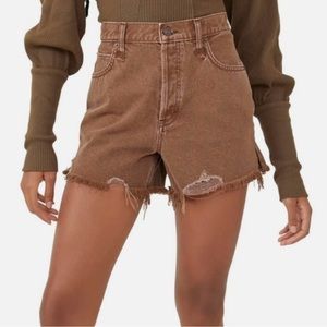 NWT Free People Makai High Rise Cutoff Shorts in Washed Chocolate sz 30 NEW!!